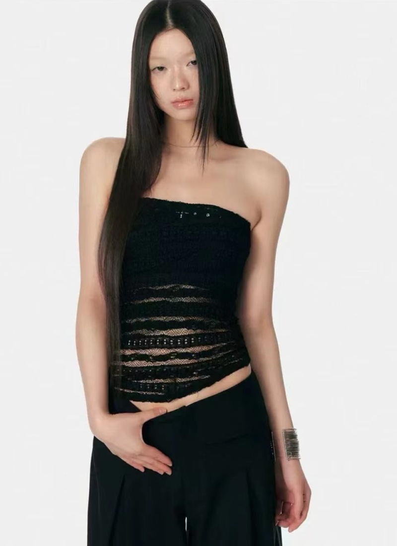 Double color slim corset wrapped chest crosses vest 2pcs set