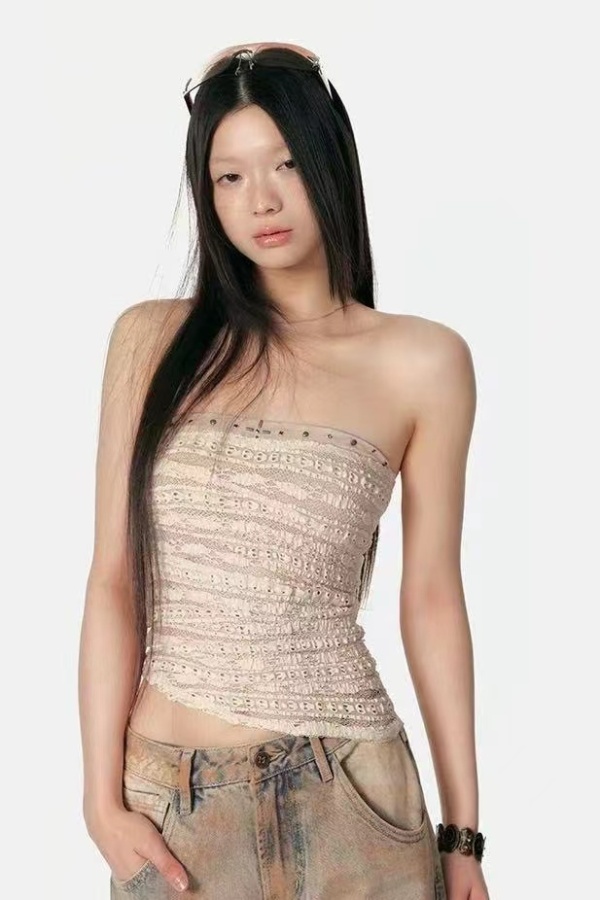 Double color slim corset wrapped chest crosses vest 2pcs set