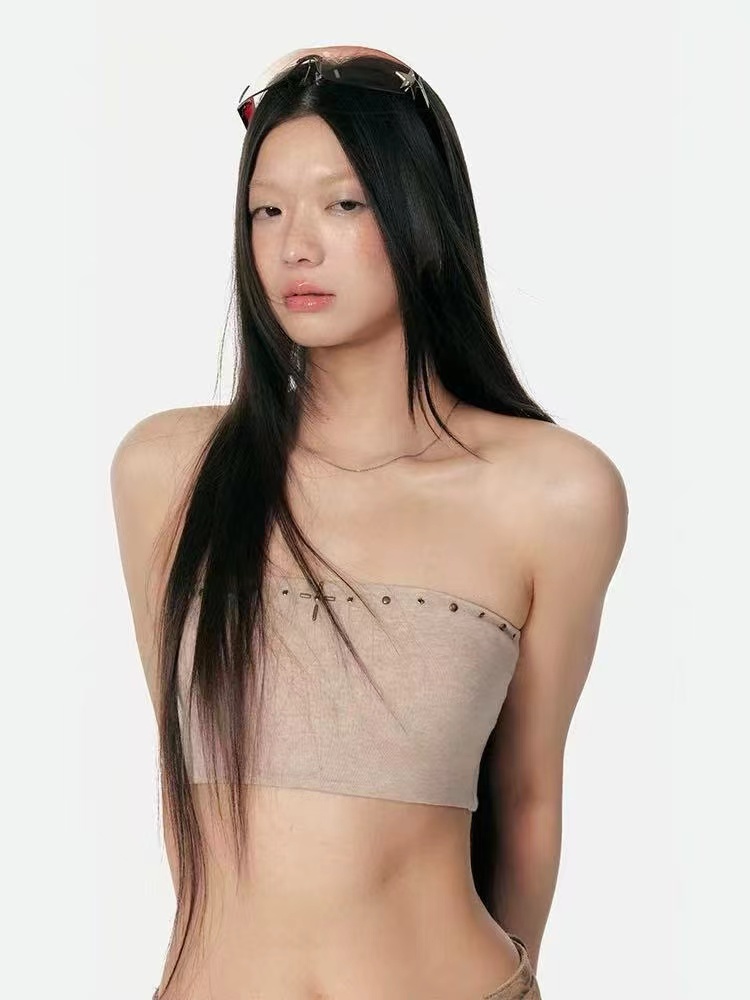 Double color slim corset wrapped chest crosses vest 2pcs set