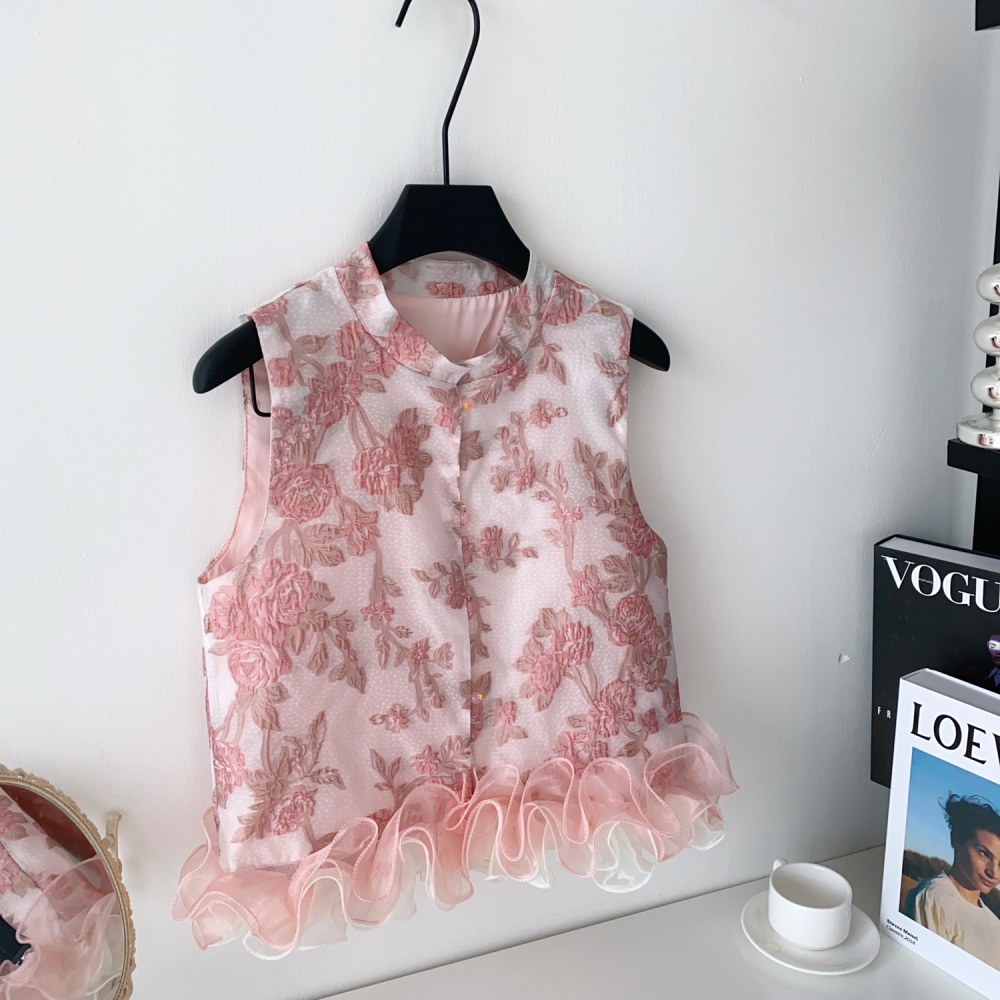 Summer splice cardigan embroidery tops for women