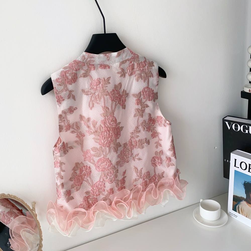 Summer splice cardigan embroidery tops for women
