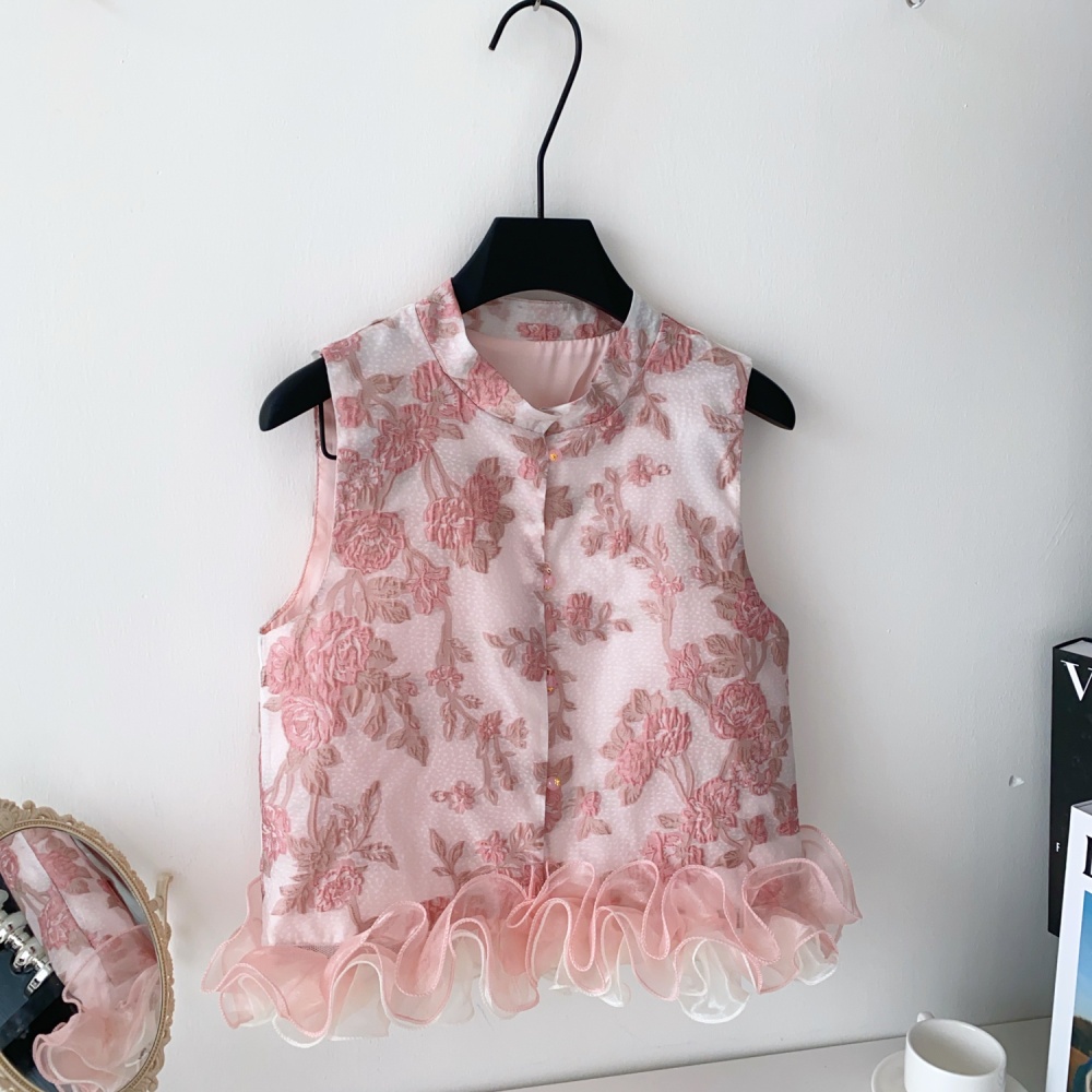 Summer splice cardigan embroidery tops for women