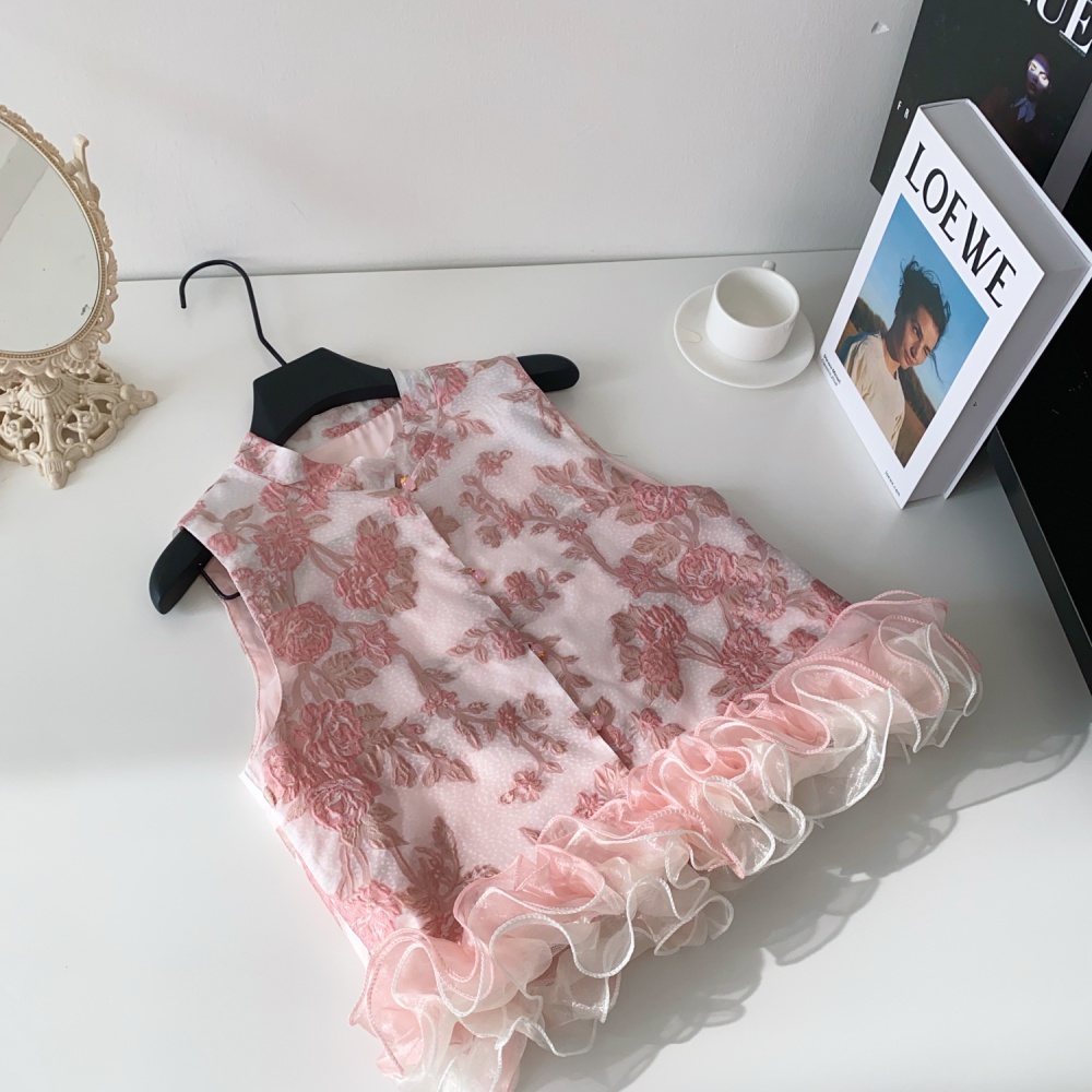 Summer splice cardigan embroidery tops for women