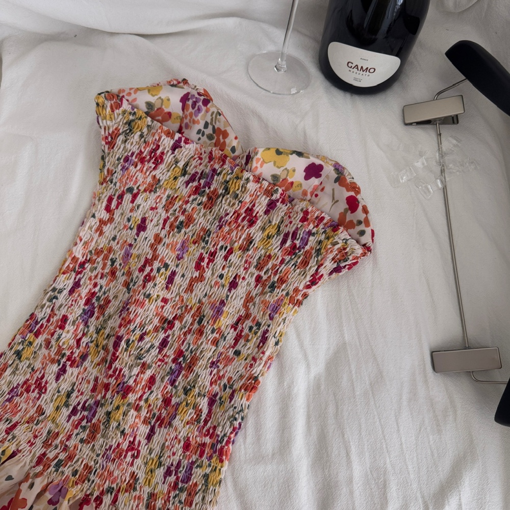 Pinched waist floral slim Casual elasticity dress