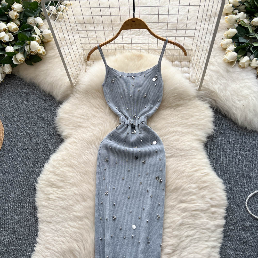 Sequins summer beading long dress sling sexy dress