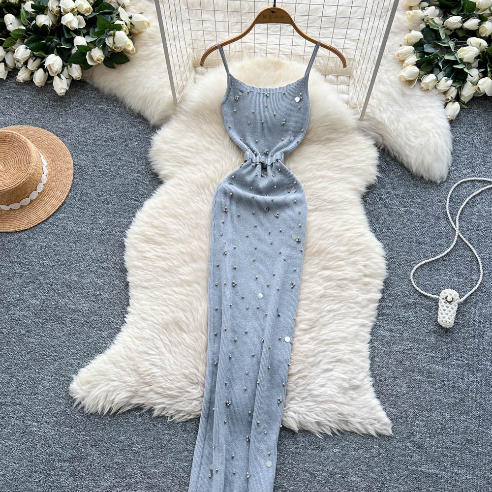 Sequins summer beading long dress sling sexy dress