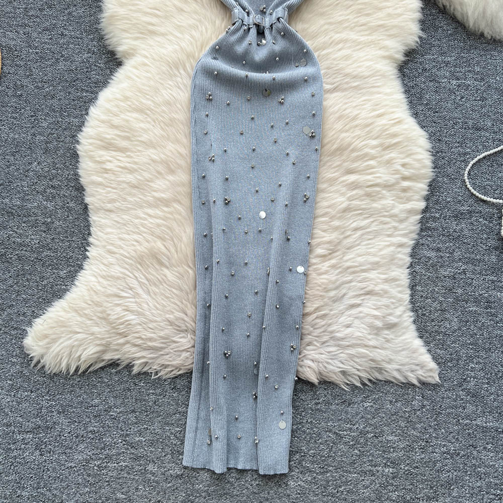 Sequins summer beading long dress sling sexy dress