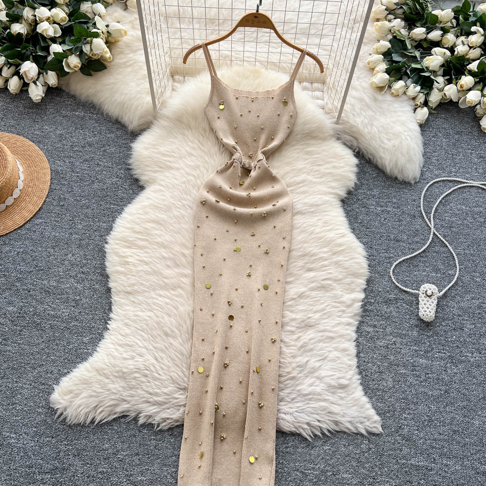 Sequins summer beading long dress sling sexy dress