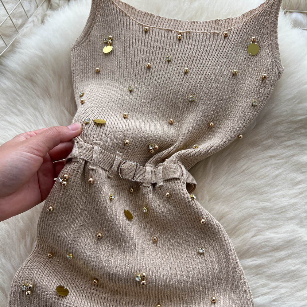 Sequins summer beading long dress sling sexy dress