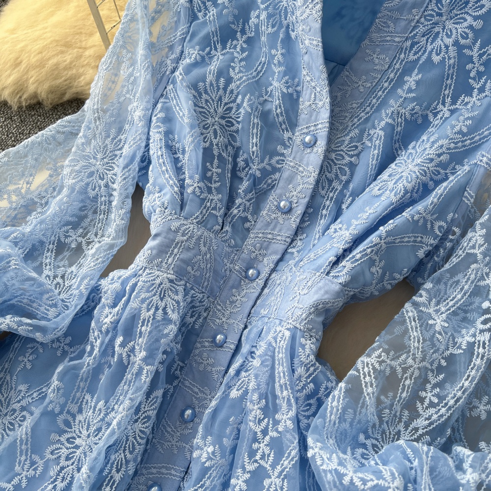 Cstand collar dress single-breasted long dress for women