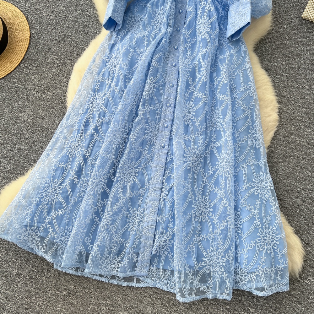 Cstand collar dress single-breasted long dress for women