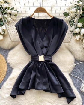 Summer pinched waist shirt fashion tops for women