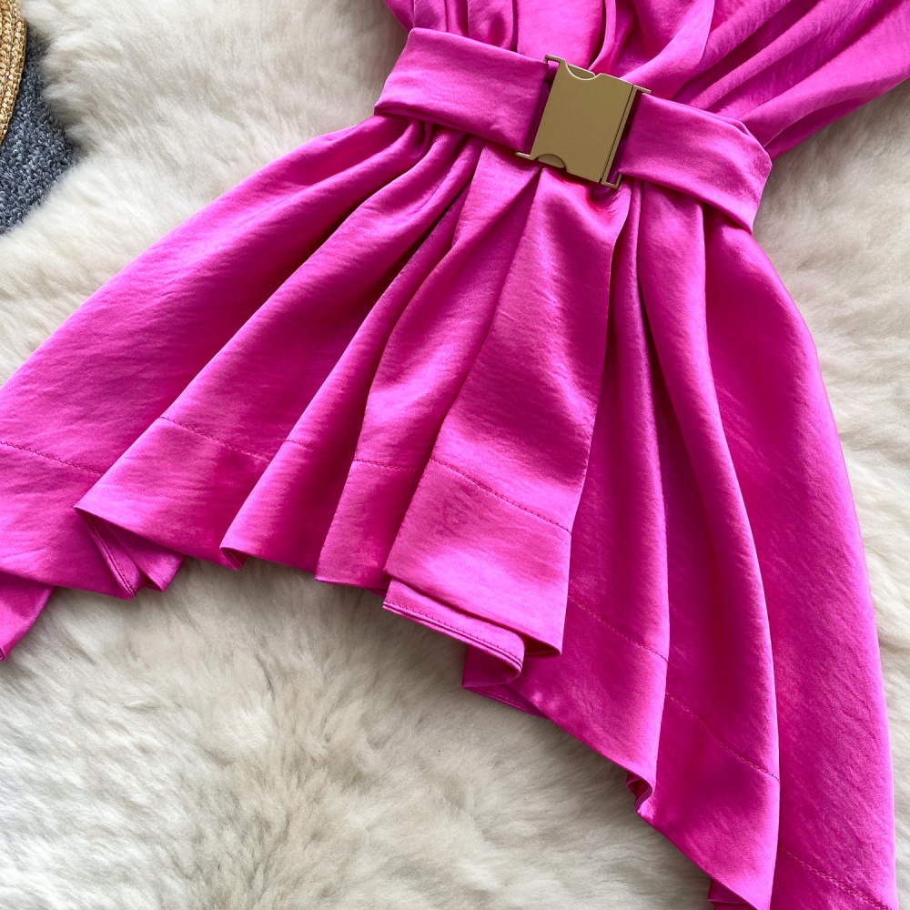Summer pinched waist shirt fashion tops for women