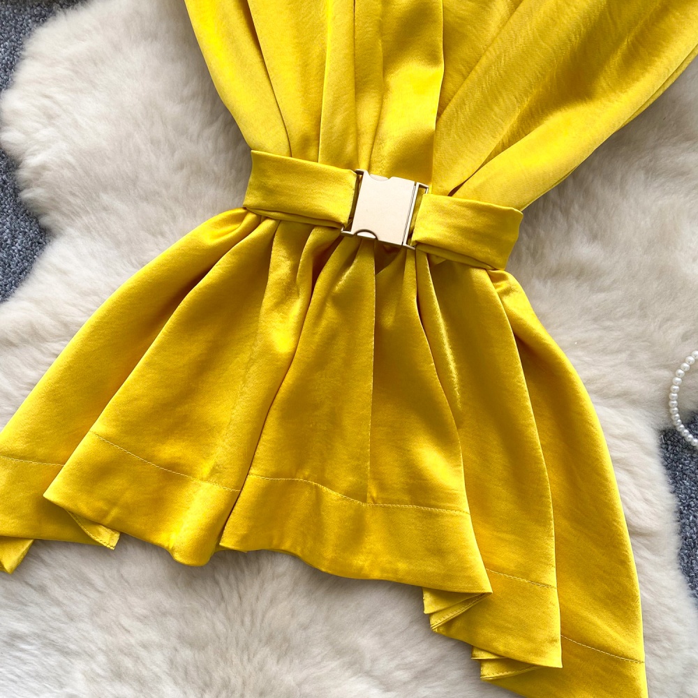 Summer pinched waist shirt fashion tops for women
