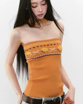 Flowers wrapped chest knitwear tops halter wear summer vest