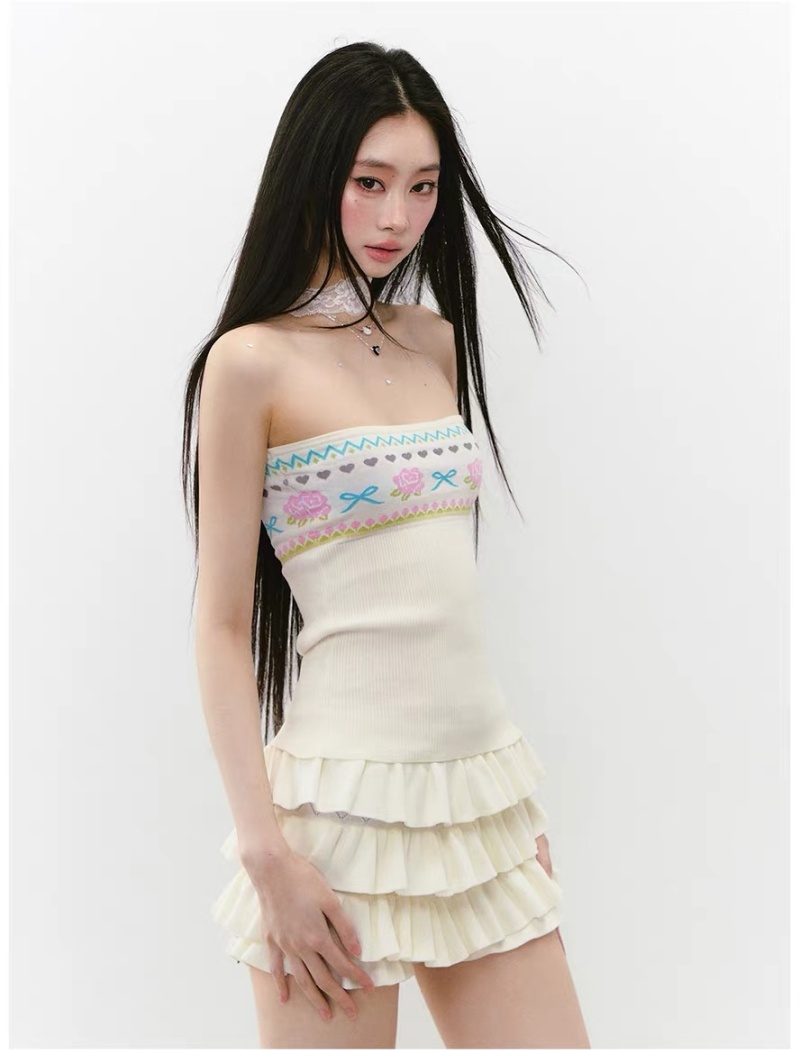 Flowers wrapped chest knitwear tops halter wear summer vest