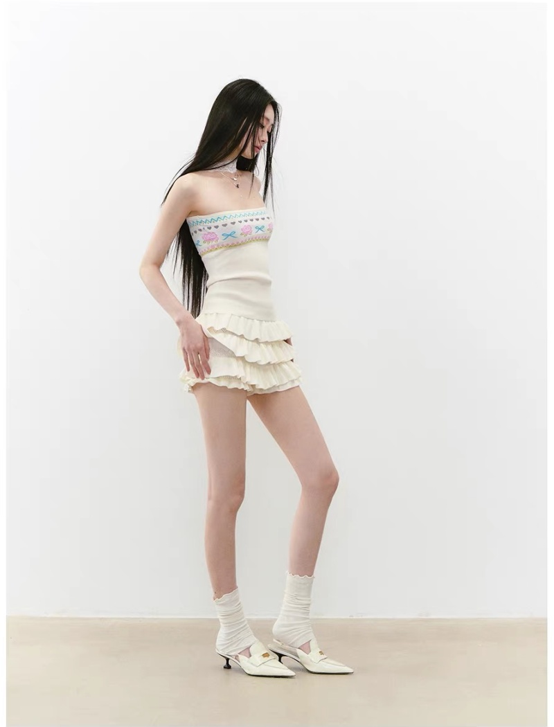 Flowers wrapped chest knitwear tops halter wear summer vest