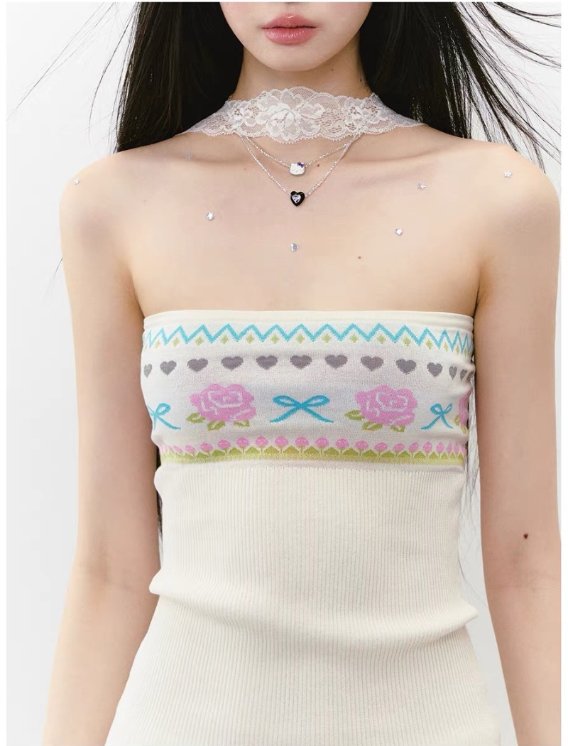 Flowers wrapped chest knitwear tops halter wear summer vest