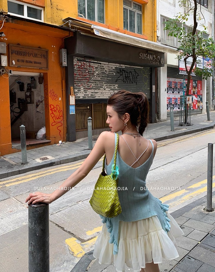 Irregular tassels sling summer tender vest for women