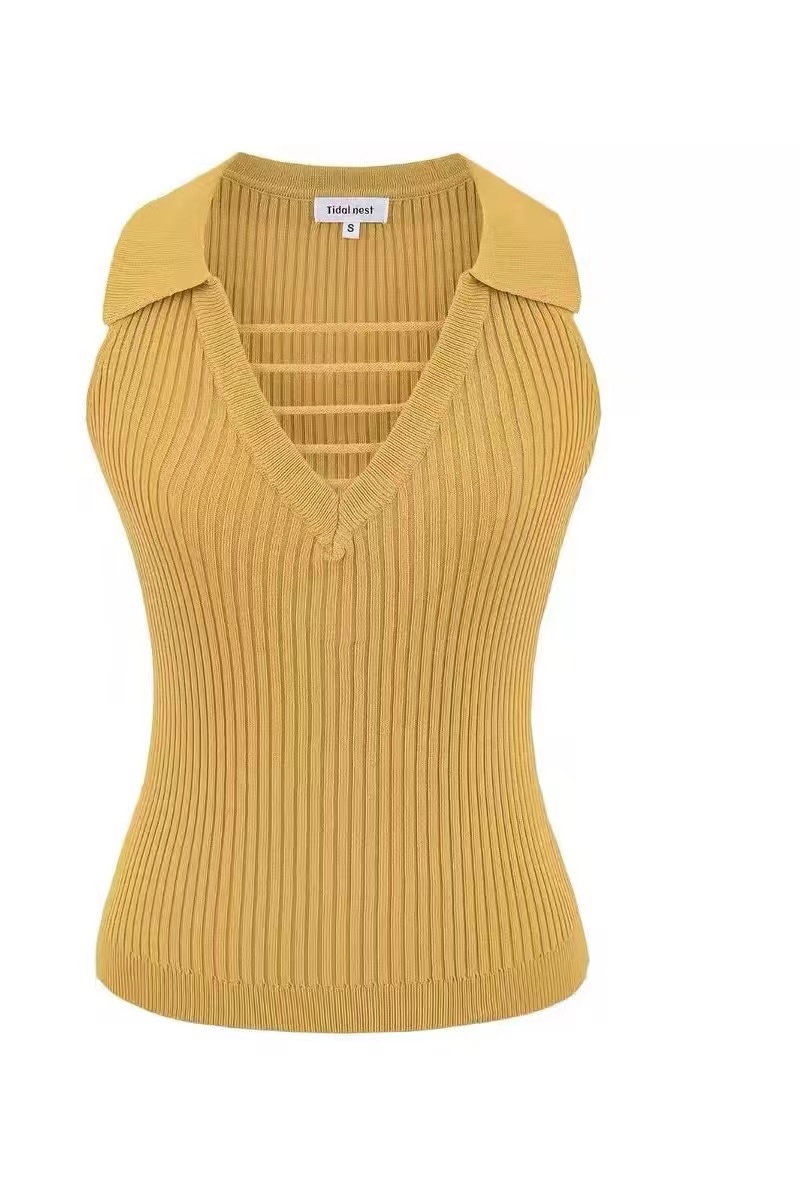 Fat France style tops slim knitted vest for women