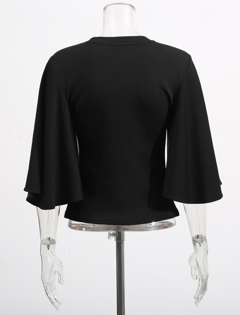 Splice shoulder pads European style T-shirt short sexy tops