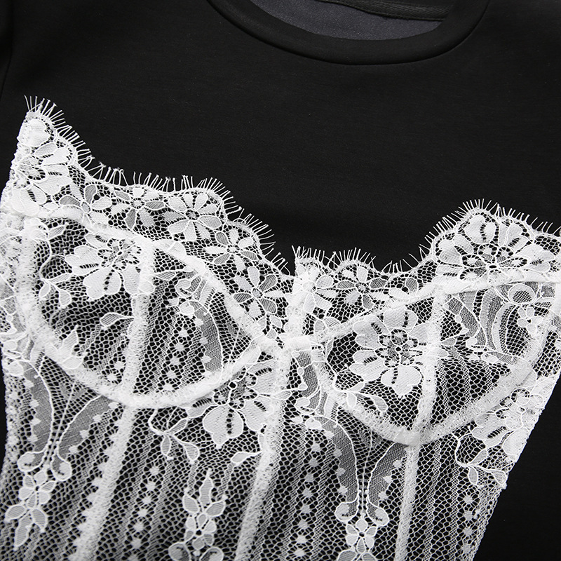 Splice shoulder pads European style T-shirt short sexy tops