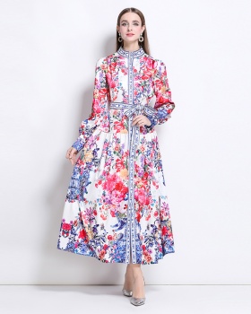 European style court style cstand collar dress