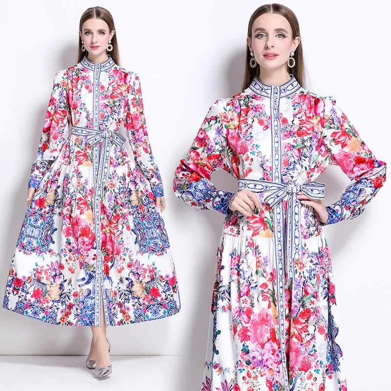 European style court style cstand collar dress