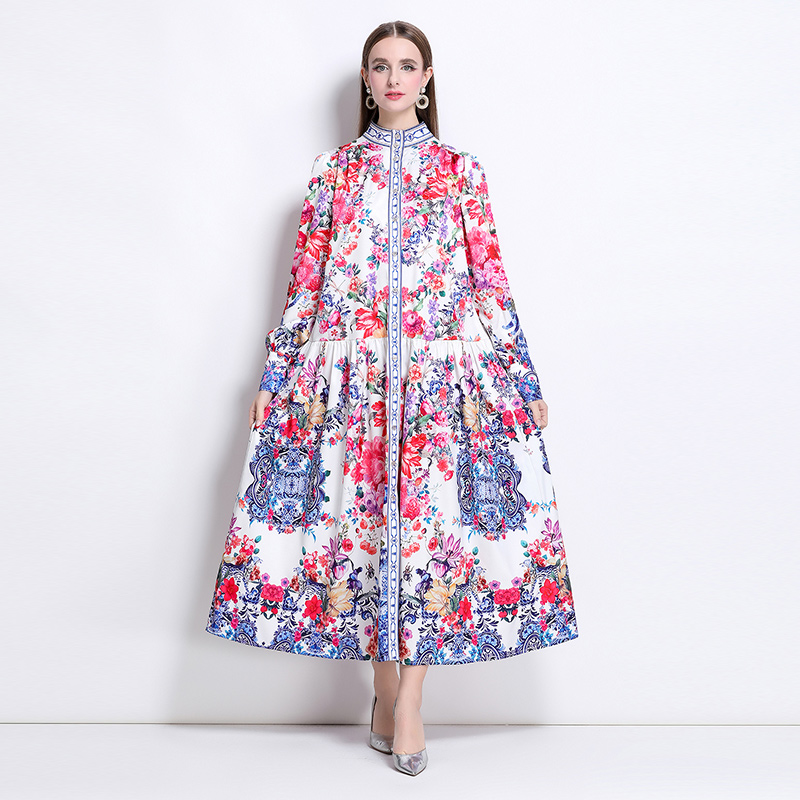 European style court style cstand collar dress