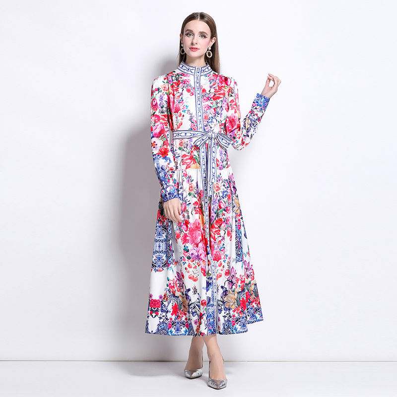 European style court style cstand collar dress