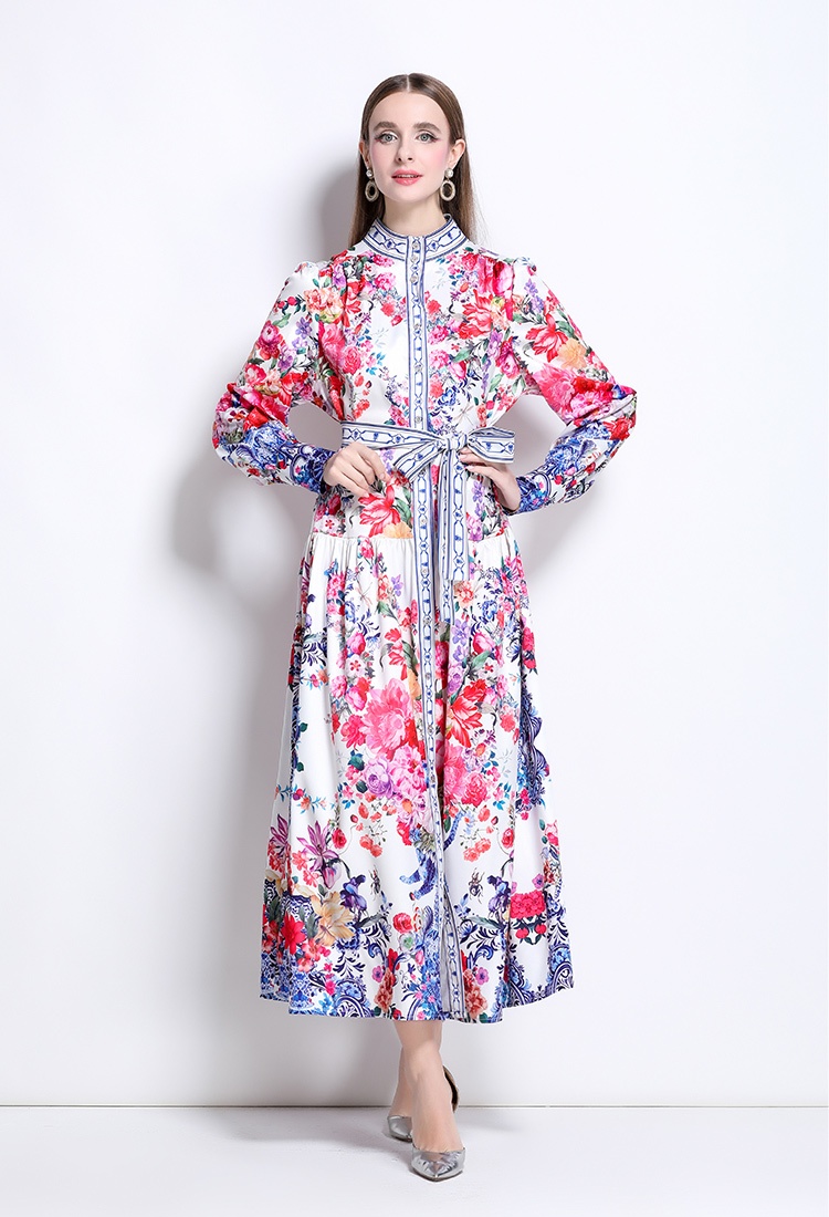 European style court style cstand collar dress