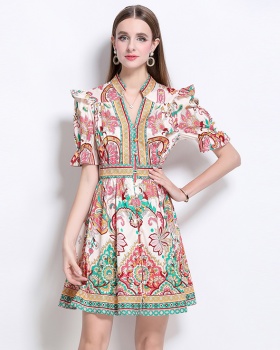 Multi buckles short sleeve dress V-neck cardigan
