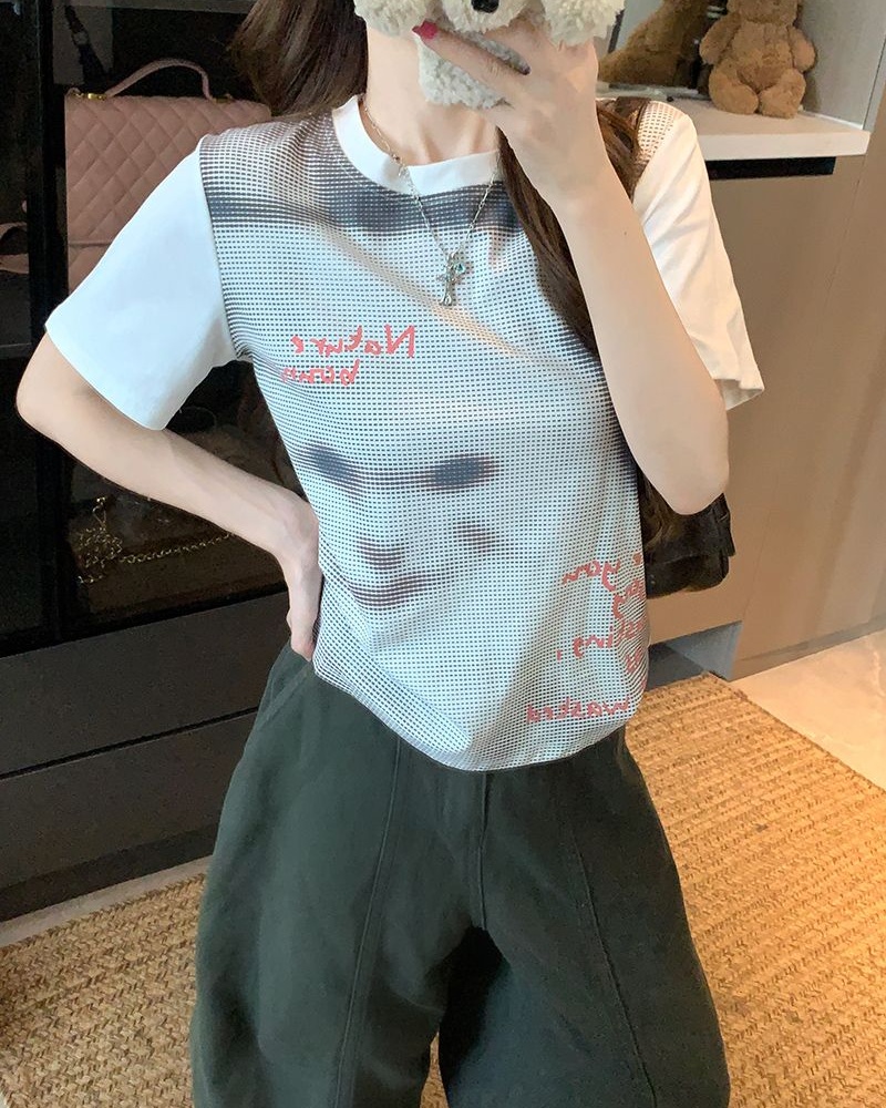 Cartoon short sleeve T-shirt short summer tops for women