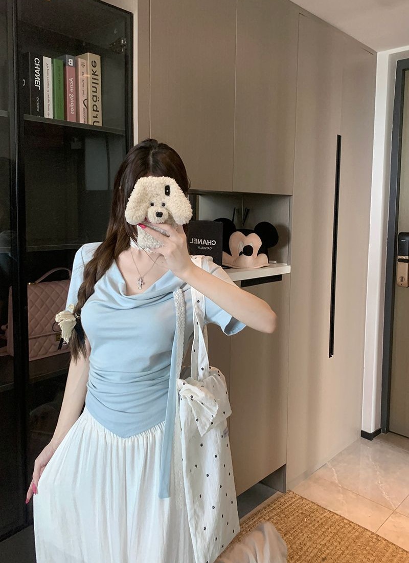 Modal heap collar short tops short sleeve summer T-shirt