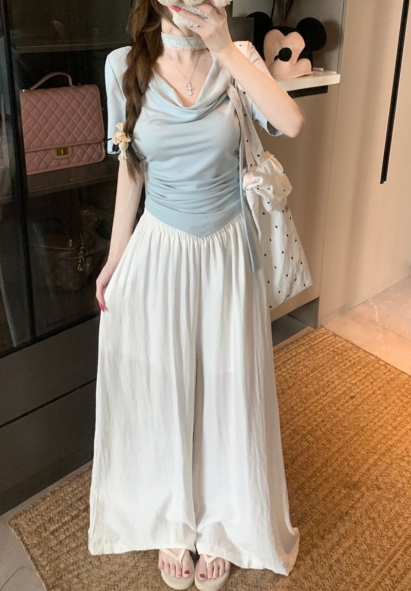 Modal heap collar short tops short sleeve summer T-shirt