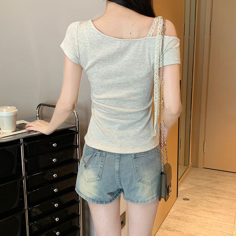 Short Korean style T-shirt slim tops for women