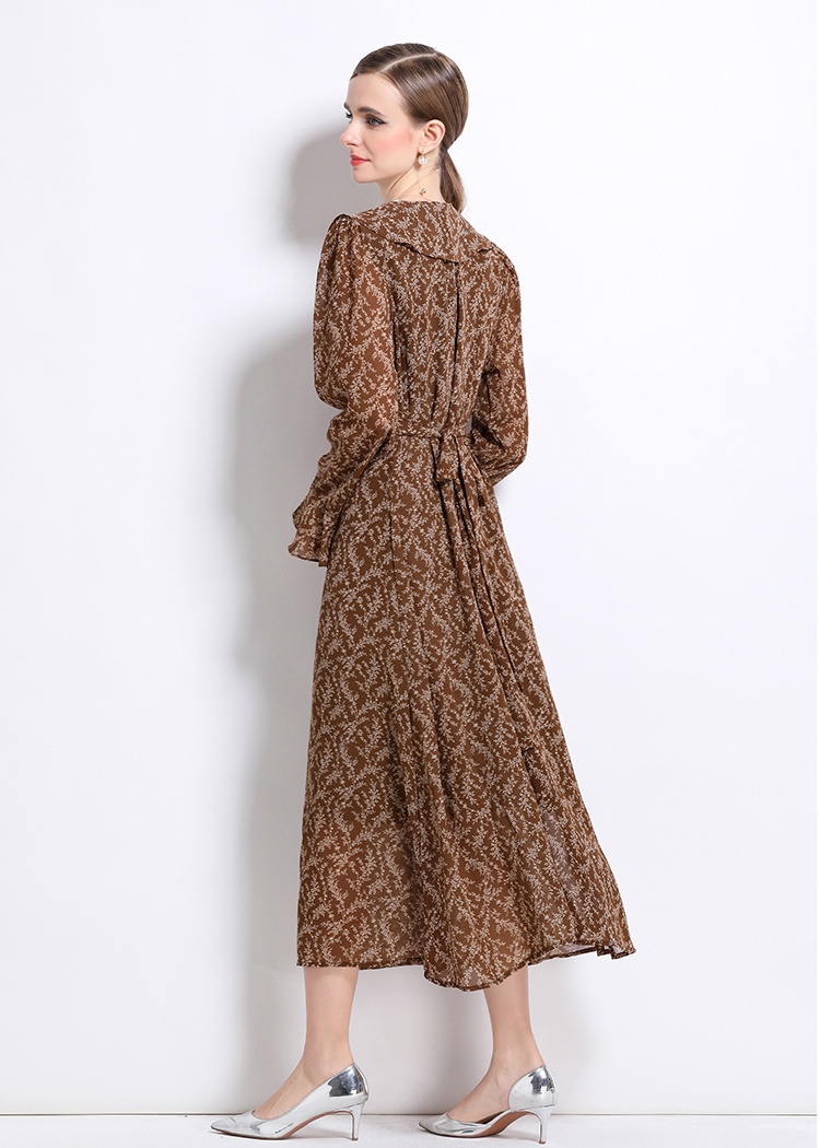 Floral European style dress slim Casual long dress
