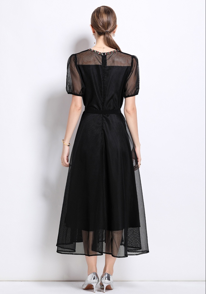 Embroidery beading autumn dress lady ladies long dress