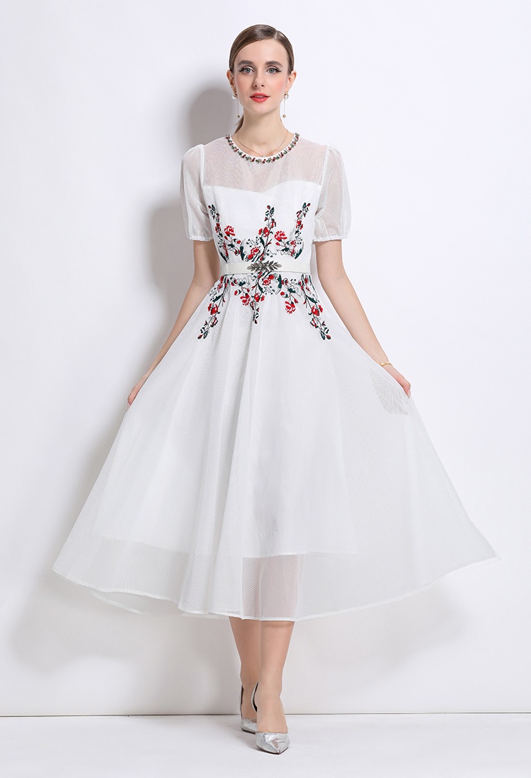 Embroidery beading autumn dress lady ladies long dress