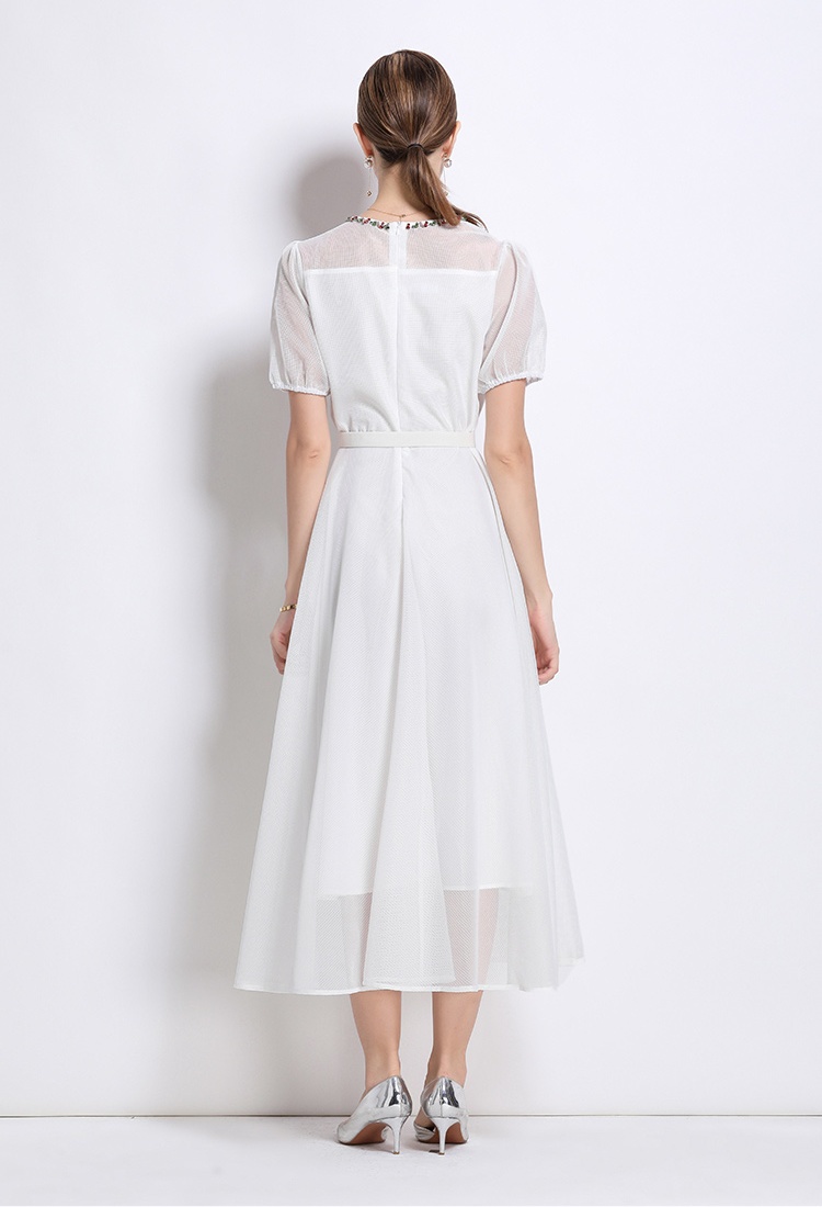 Embroidery beading autumn dress lady ladies long dress