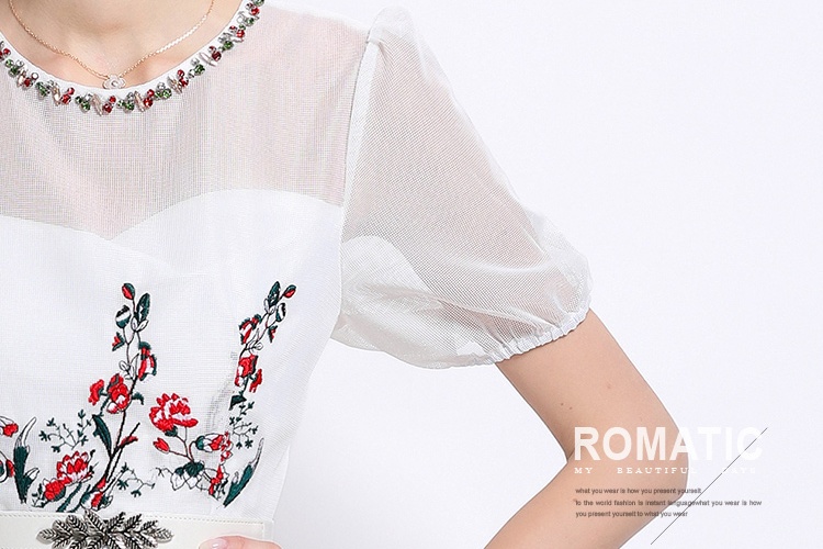 Embroidery beading autumn dress lady ladies long dress