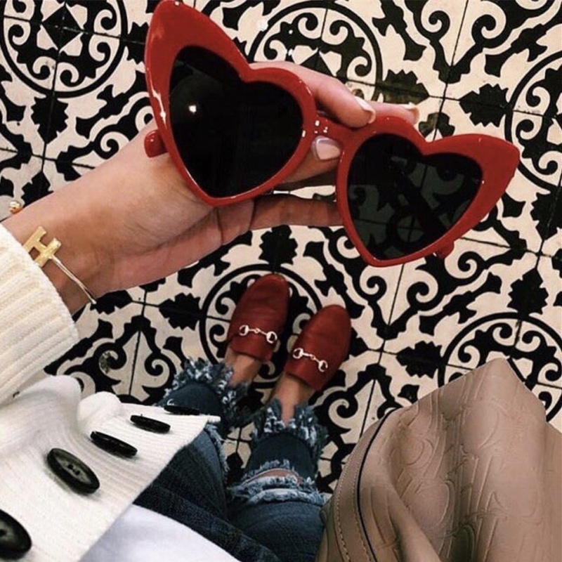 European style fashion slim heart Sunglasses