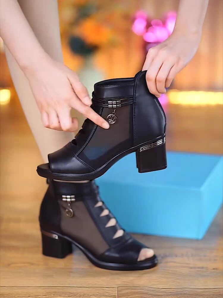 Summer thick sandals fish mouth summer boots for women