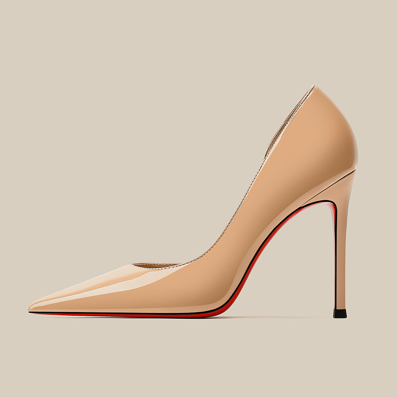 Pointed high-heeled shoes nude color shoes