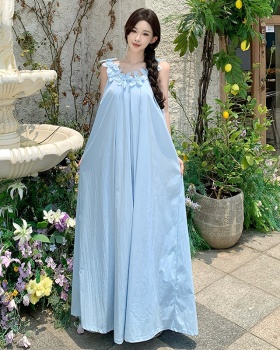 Summer flowers dress white sleeveless strap dress for women