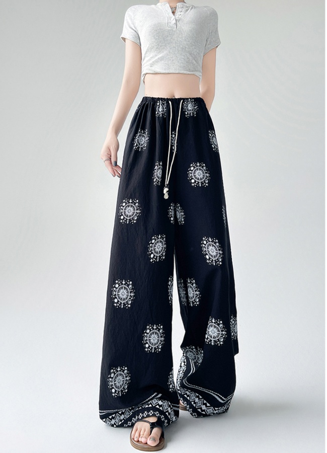 Printing vacation loose wicking Bohemian style long pants