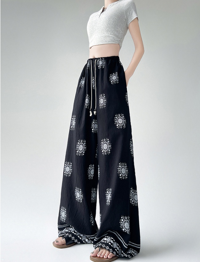 Printing vacation loose wicking Bohemian style long pants