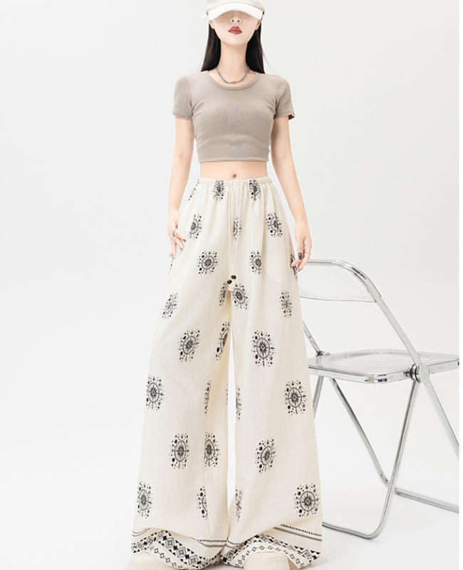 Printing vacation loose wicking Bohemian style long pants
