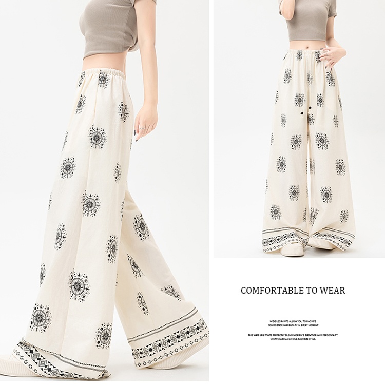 Printing vacation loose wicking Bohemian style long pants