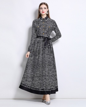 European style pinched waist fashion all-match dress